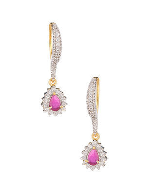 ELEGANT CHIC FLORAL HEART CZ EMBELLISHED EAR JACKET EARRINGS