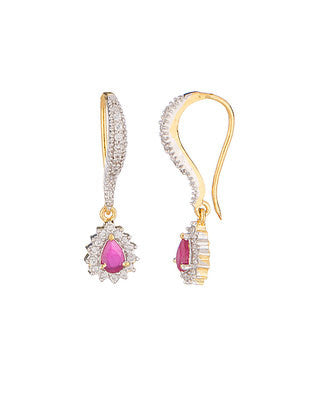 ELEGANT CHIC FLORAL HEART CZ EMBELLISHED EAR JACKET EARRINGS